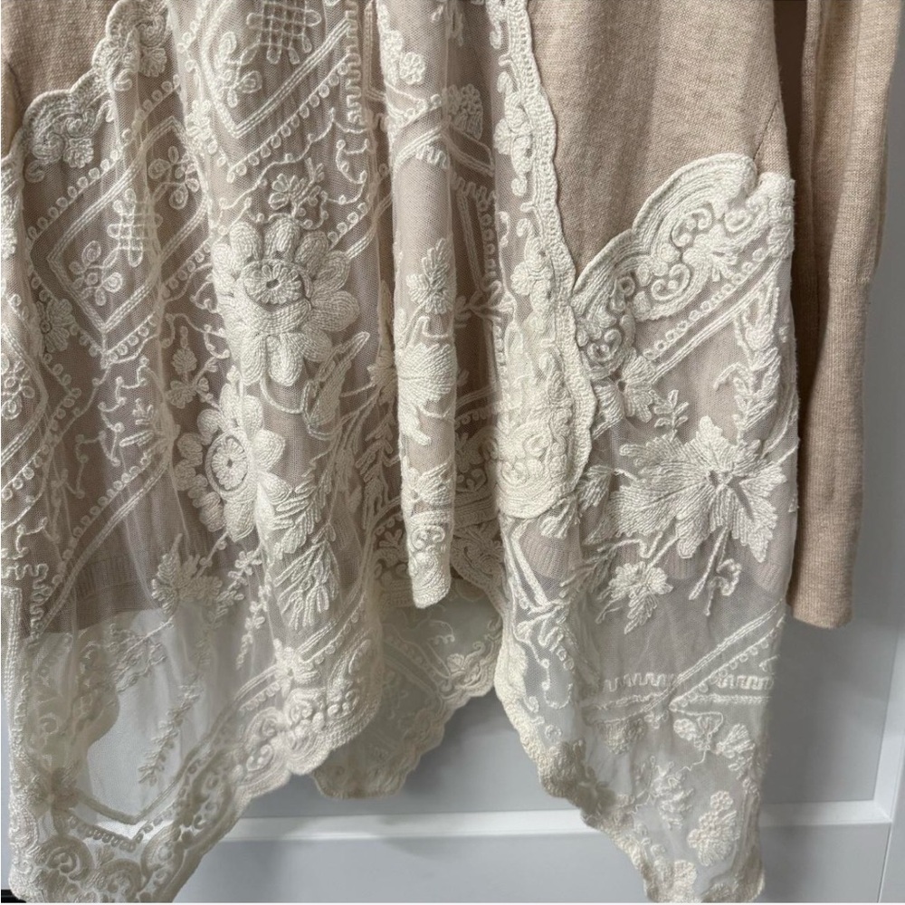 Angel of the North Anthropologie Cotton Blend Lace Trim Sweater Small Fairycore - Picture 5 of 8
